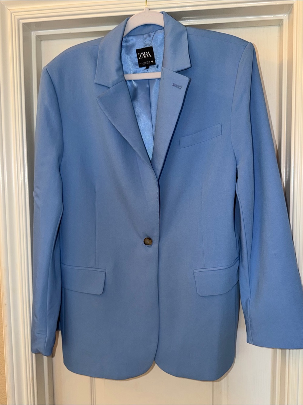 Zara Light Blue Single-Button Blazer